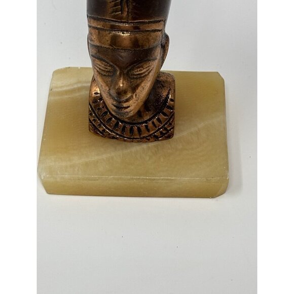 Nefertiti Bust Figurine Statue Sculpture Metal Marble Base Egyptian Queen 5.25” - Picture 8 of 10